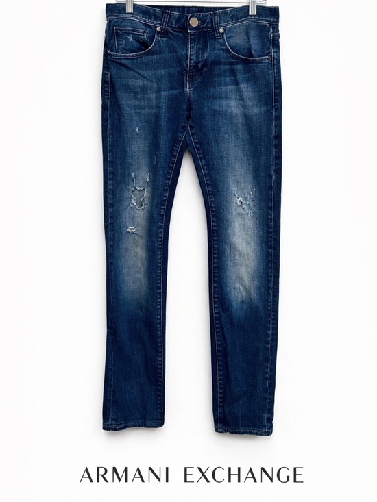 Armani Exchange Denim - Armani Exchange Distressed Blue Slim Jeans